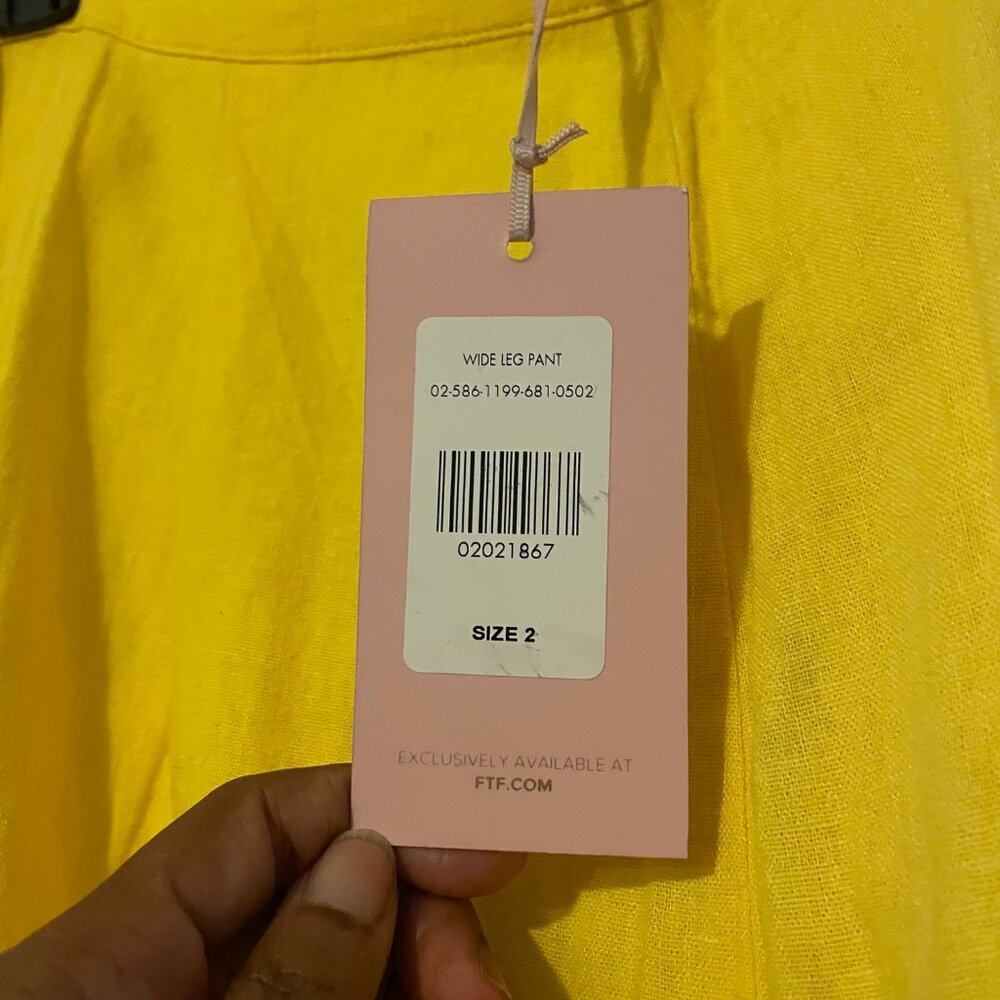 GarnerStyle × FTF Yellow Linen Wide-Leg Pants | Plus Size 2X | NWT - Picture 5 of 7